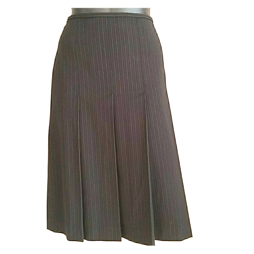 Pinstripe Pleated Career Skirt